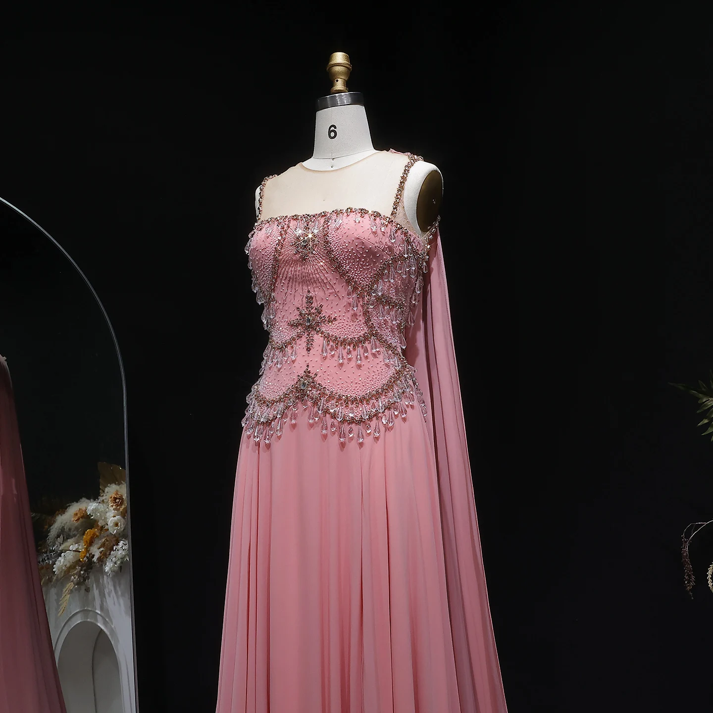 Sharon Said Elegante Arabische Silber-Gold Abendkleider mit Kristallperlen 2026 Dubai für Hochzeitsfeier-Kleider SS517 Maßanfertigung – Detail 18
