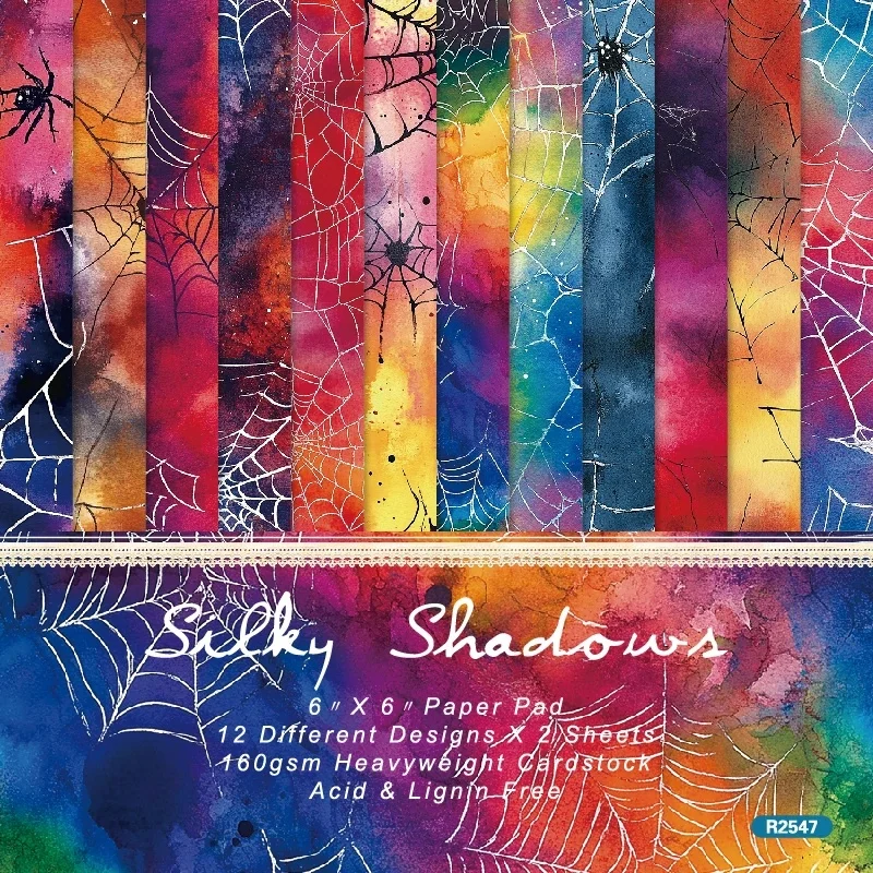 24 sheets 6"X6" Silky Shadows Paper Scrapbook paper Scrapbooking patterned paper pack DIY craft Background paper