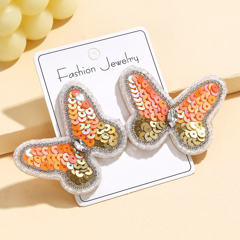 

Beaded earrings Fabric Butterfly Sequins Creativity Pattern Hand weaving Bohemia Alloy Female Trend Simple Rice bead earrings