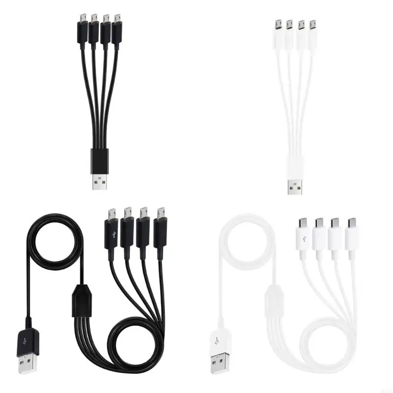 918C Convenient 4 Way Micro USB Charging Cable Multi Cable Multiple Devices with Ease 7.87inch/59.06inch