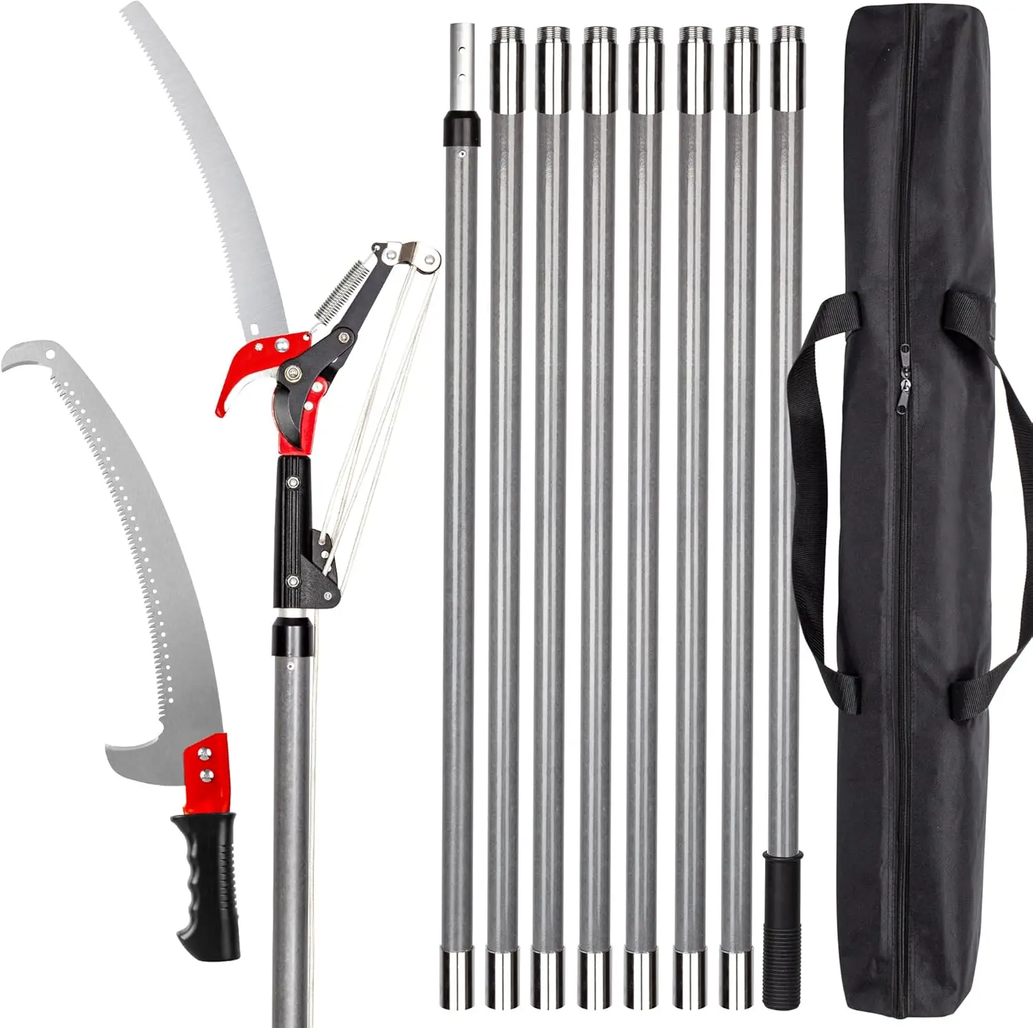 

3-in-1 Extendable Pole Pruner, 7.2-27FT Tree Trimmer with Blade & Scissors, Fiberglass Garden Tool