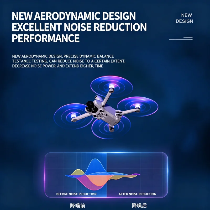 2Pairs LED Flash Propeller for DJI Air 3/Mini 3 Pro/Mini 4 Pro Accessories Night Light Glowing Propellers Rechargeable Low Noise