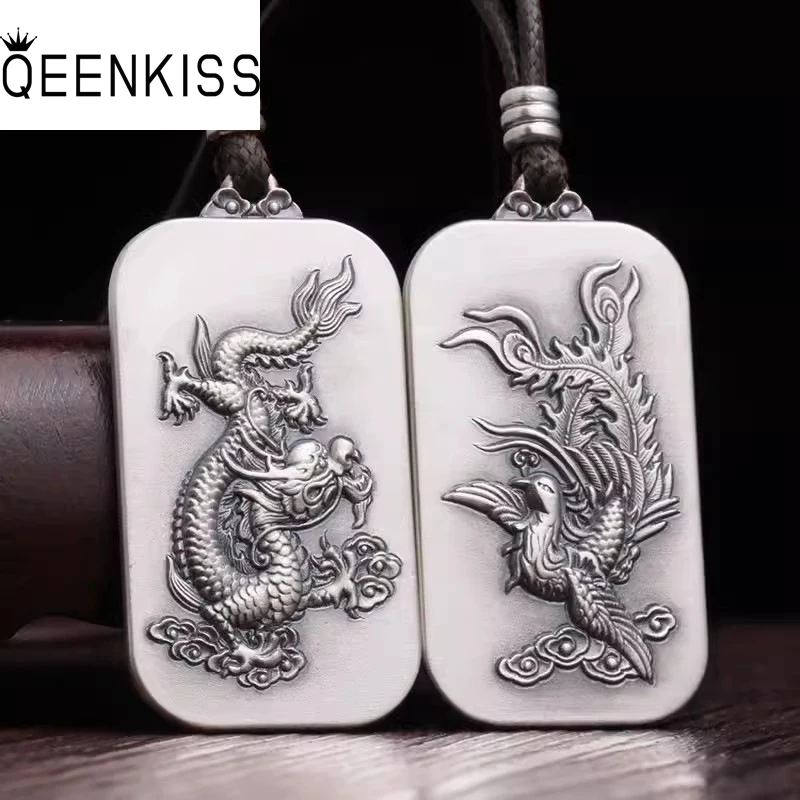 

QEENKISS 925 Sterling Silver Vintage Phoenix Dragon Necklace Pendant For Women Men Party Birthday Wedding Christmas Gifts PT652