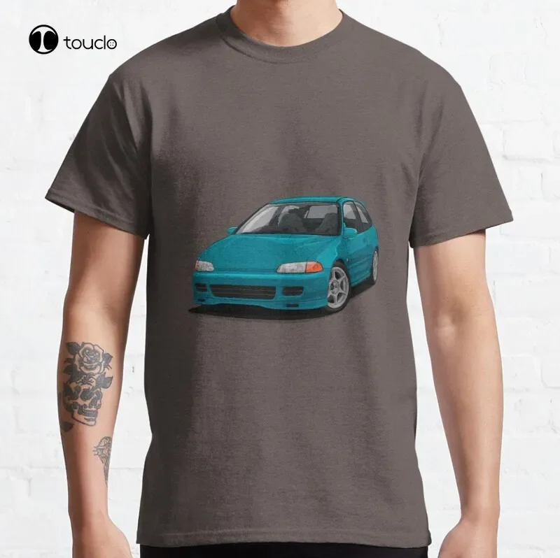 Civic Eg Hatch Teal Classic T-Shirt Cotton Tee Shirt