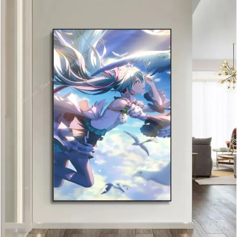 Virtual Idol H-Hatsunes M-MikU Poster Modern Art Mural Indoor Wall Sticker Bedroom Bedside Display Decorative Painting