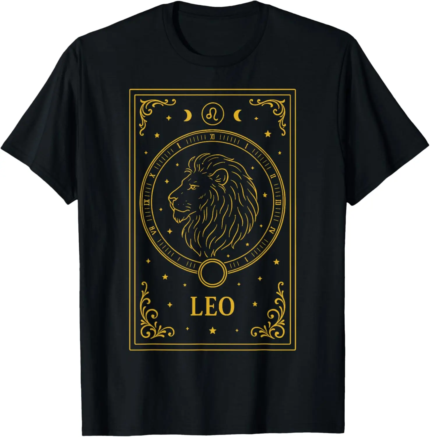 Leo Tarot Card T-Shirt 100% Cotton Trendy Y2K Short-Sleeve Tee-Soft, Quick-Drying, Moisture-Wicking; Ideal Sports Casual Wear;