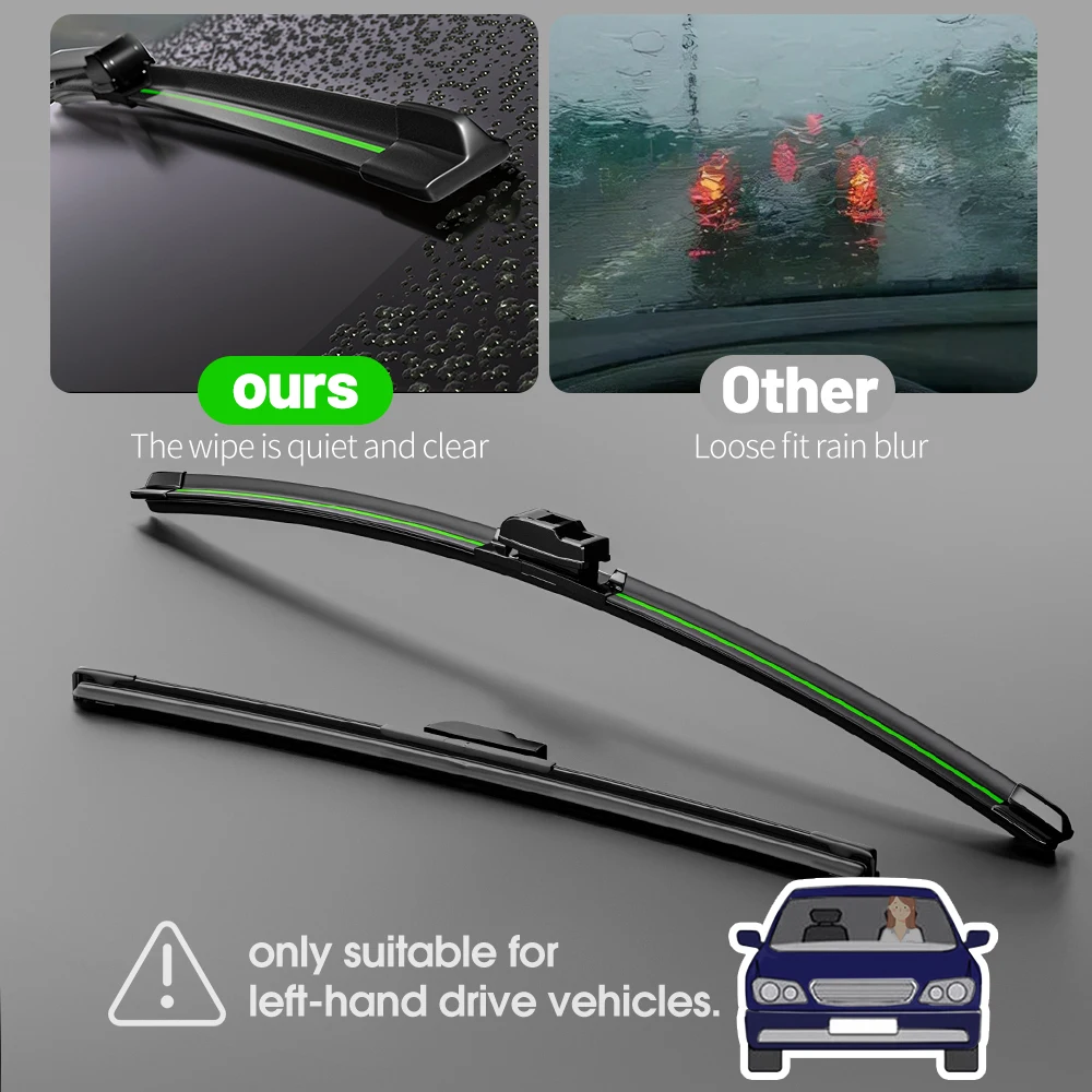 Car Windshield Wiper Blades Hook Universal U-type Soft Rubber Wiper 14