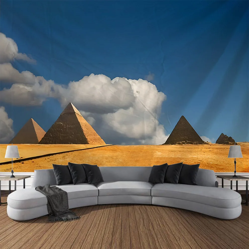 Ancient Egyptian Pyramid Landscape Tapestry Mysterious Desert Starry Sky Wall Hanging Home Dormitory Wall Art Decoration