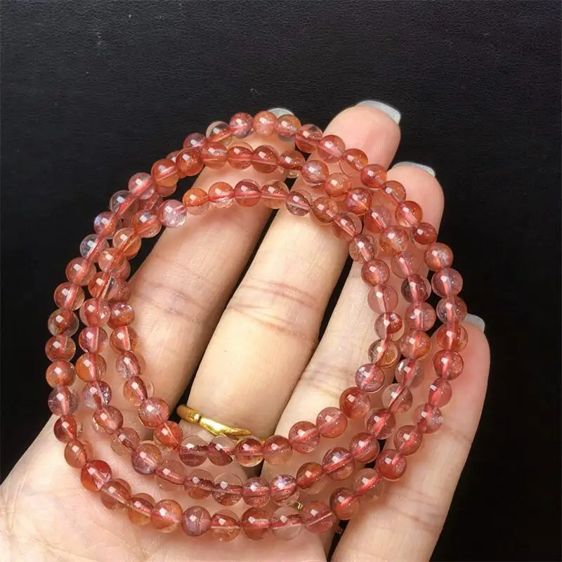 

5 мм натуральный желтый огненный кварц Hematoid тройной круг браслет мода Рейки Исцеляющая энергия драгоценный камень ювелирные изделия праздничный подарок 1 шт.