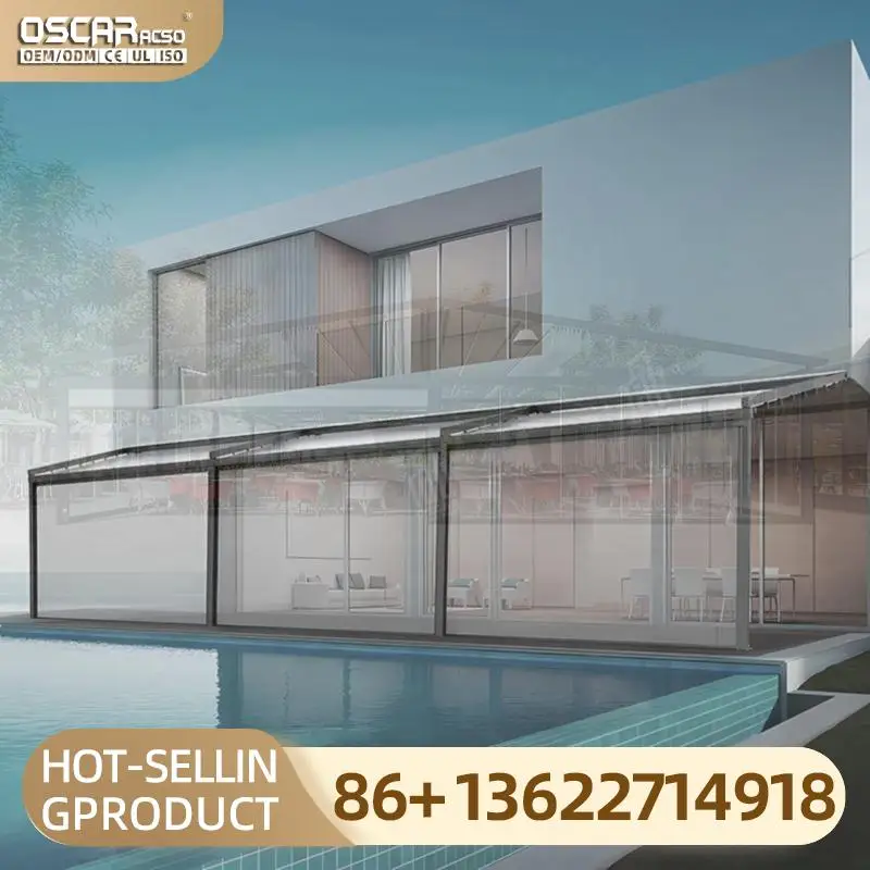 Fully Automatic Retractable Waterproof Outdoor Aluminium Pergola with Flip and Fold Function Ideal for Backyards Patios and Gard