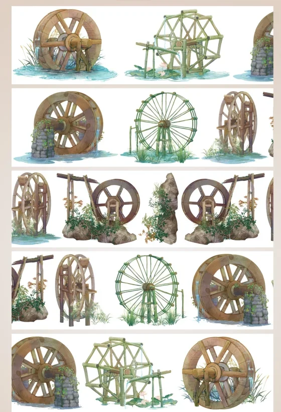 Ancient Waterwheel PET Washi Tape