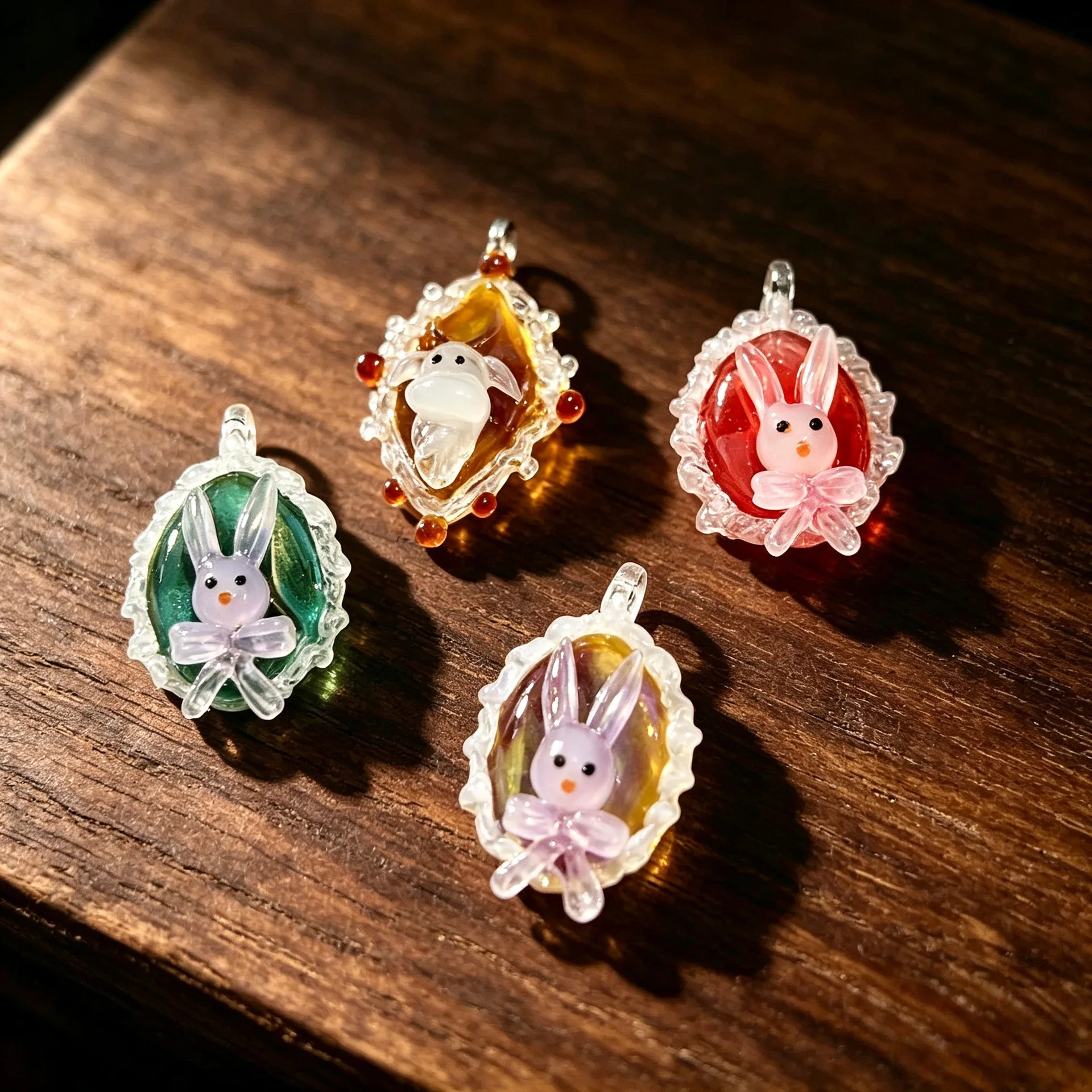 Glass pendant imported material glass rabbit cattle zodiac necklace crystal jewelry luxurious gift exquisite and compact gifts
