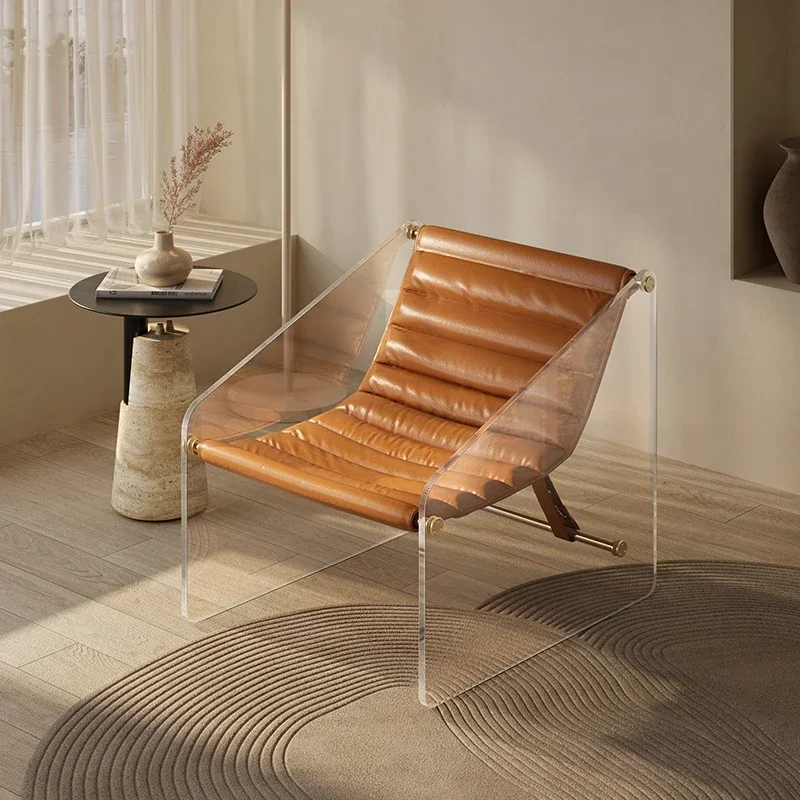 

Luxury Acrylic Lazy Sofas Lounge Chair Home Furniture Living Room Armchair Balcony Leisure Luxury Single Recliner Sofa Chairs
