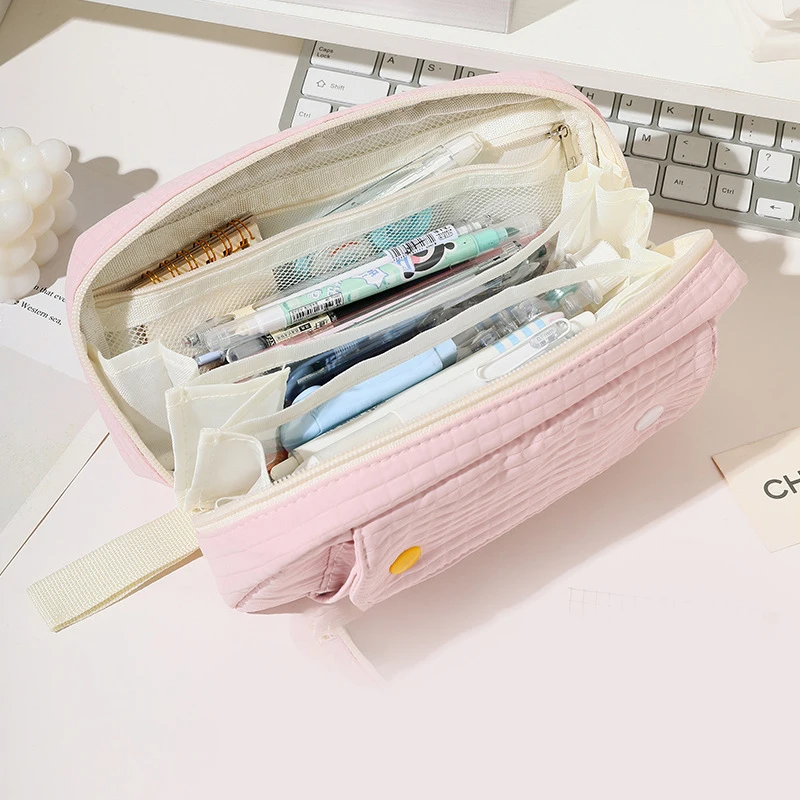 Creative Button Pencil Case Creative Large-Capacity Pencil Bag Minimalist Design Pen Case Convenient For Daily Life Students