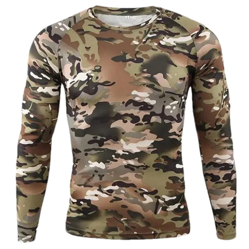 Camo Graphic T-Shirt For Men 3D Printed Camouflage Long Sleeve T Shirt Outdoor Sports Fitness Round Neck Tees Running Tops image 2