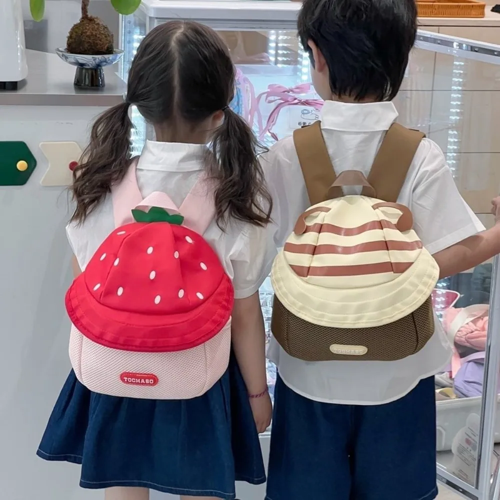 Saco de armazenamento morango crianças mochila pano frutas dos desenhos animados daypack ombros duplos grande capacidade estudantes saco escolar viagem