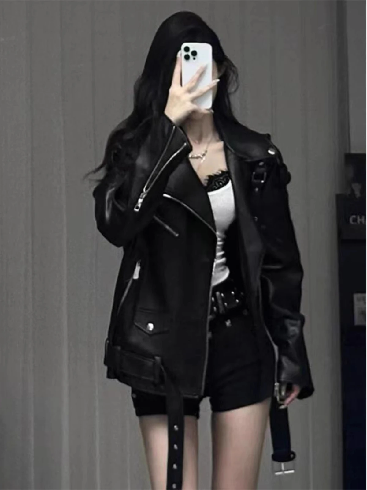 Cool Spicy Girl Street Sle Bla Leather Jaet Donna Primavera Autunno Nuovo design Abbigliamento da moto di piccole dimensioni Jaet Top