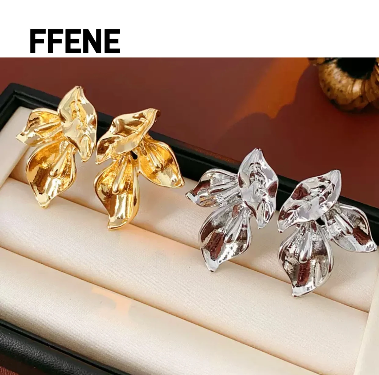 

Flower petals hot sale earrings European and American luxury high-end sense earrings fashion personality temperament earring