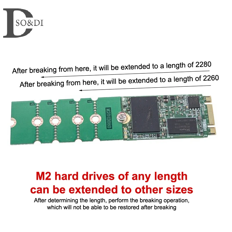 Hogh Quality M.2 SSD Adapter Card 2230/2242/2260 To 2280 Transfer Card Universal Extension Rack Board Riser Card Convert Card