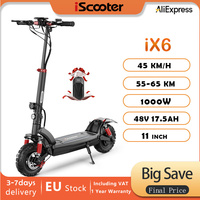 iScooter iX6 11'' electric scooter, 1000w motor, 17.5ah battery, 45km/h, 55-65km endurance, magnesium alloy frame