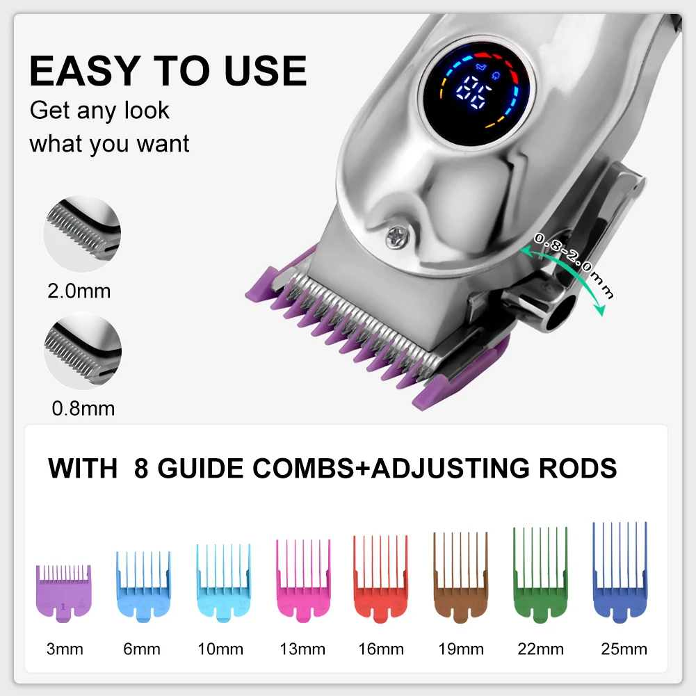 Hatteker Men's Hair Clipper Electric Water Washable LCD Display Barber Shop Haircut Machine Precision Trim Fade Hair Trimmer
