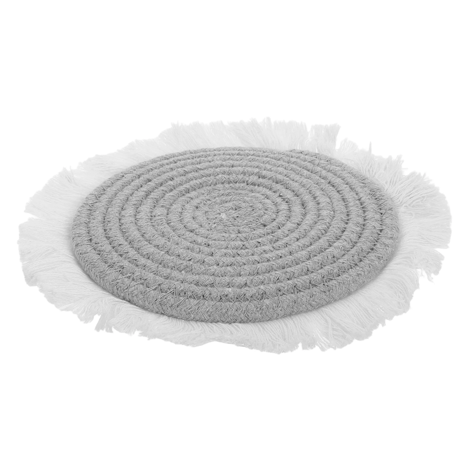 

Nordic Style Cotton Rope Placemat Light Grey Home Decor Coasters Woven Heat Insulation Tassel Table Mat Pot Holder