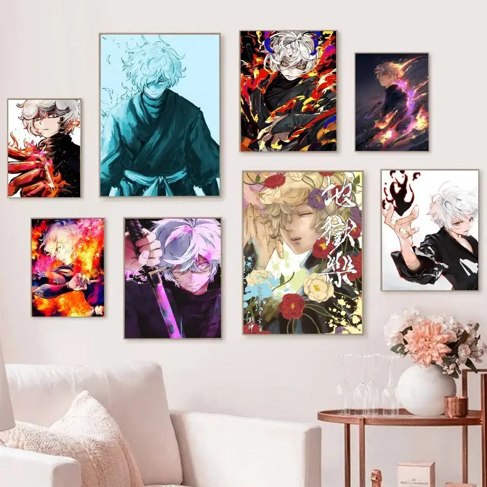 Pósteres de Anime J-Jigokuraku, autoadhesivos, impermeables, ideales para decoración de sala de estar, dormitorio y Bar