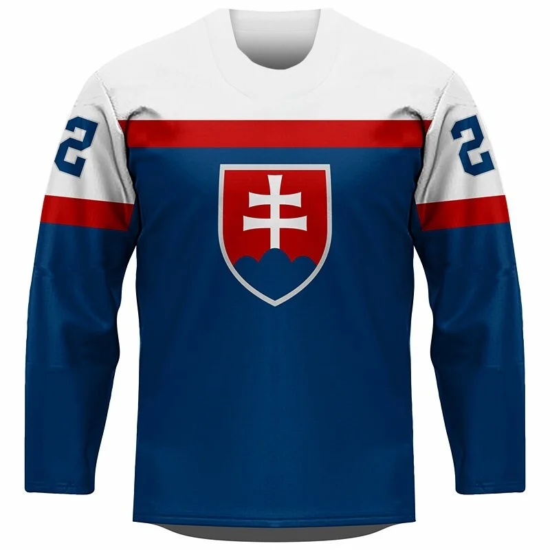 Camisa de Hóquei no Gelo Masculina 2026 de Manga Longa, Clássica, para Adultos e Crianças