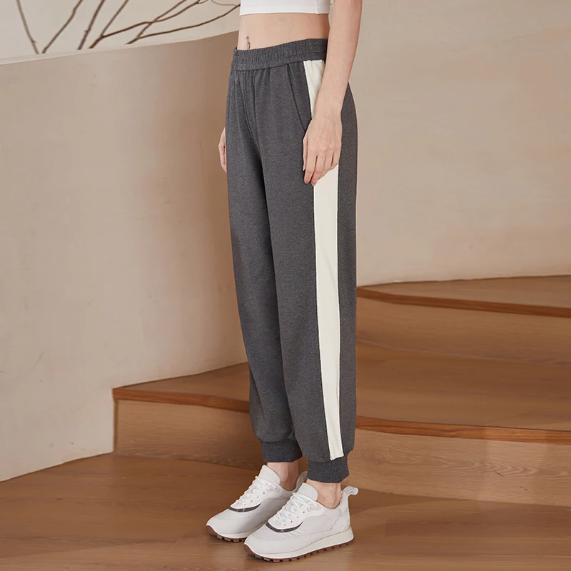 K1294 High quality elastic waist comfortable cotton sweatpants women\'s color-blocked breathable skin-friendly casual pants women