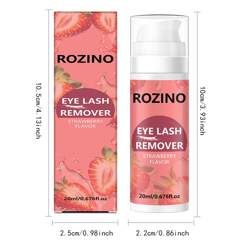 20ml Strawberry Eyelash Glue Remover, Scented Eyelash Makeup Remover, Makeup Remover Water, Gentle, Fast, and Safe Removal of Extensional Eyelashes, Strong Moisturizing, Eye Cleansing Care, Alcohol-Free Gentle Formula,