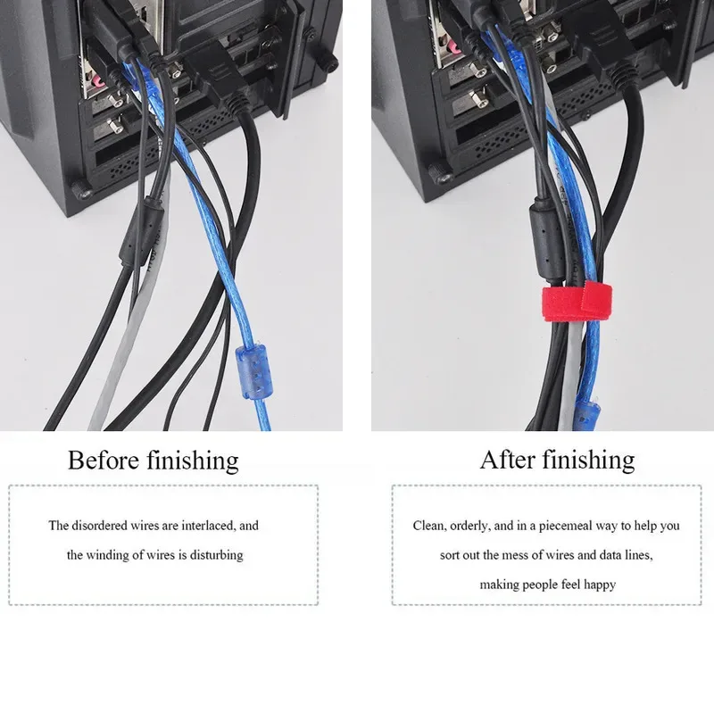 10/20/30/40/50/60Pcs T-Type Cable Tie Wire Reusable Cord Organizer Wire Colorful Computer Data Cable Power Cable Tie Straps