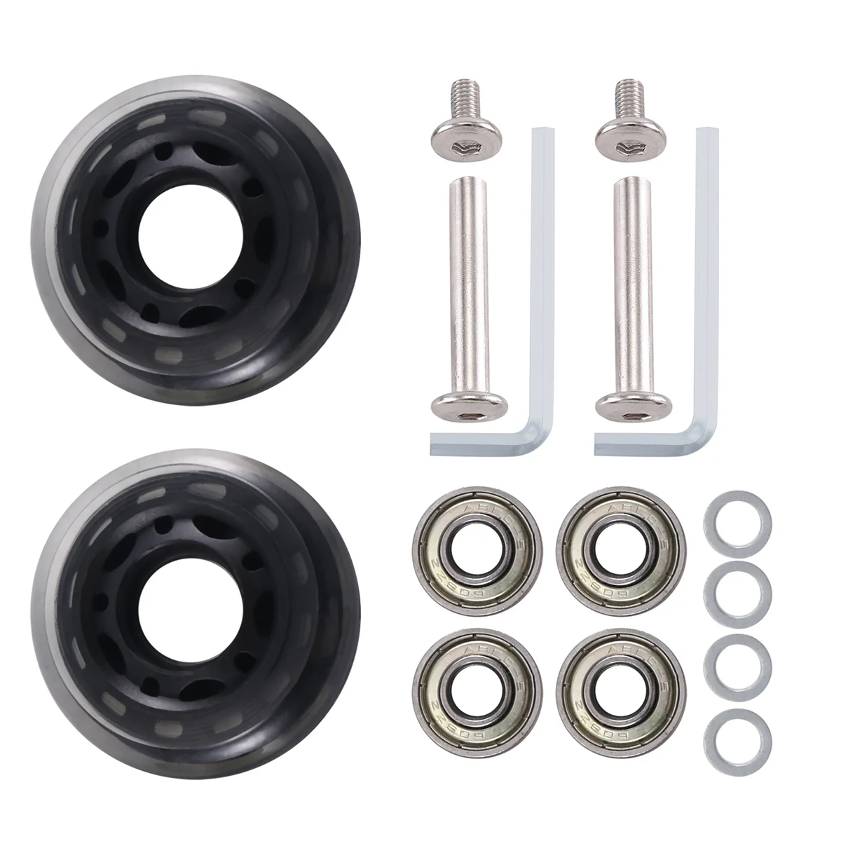 N89R 60Mmx18Mm Luggage Suitcase Replacement Wheels Axles Wrench Deluxe Repair with PU Wheels Carbon Steel Bearings