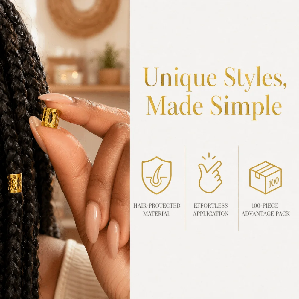 Gold And Silver Hair Braid Beads Durable Fashion Hair Decoration Rings Adjustable Cuffs Lightweight Metal Hair Cuffs