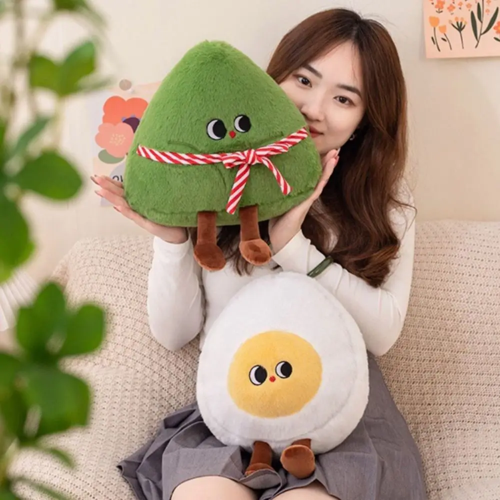 Chinese Style Zongzi Plush Dolls Simulation Cute Doll Poached Egg Throw Pillow Cushion Soft Dragon Boat Festival Toys Home Decor