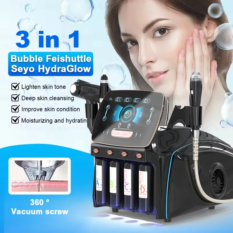 

3 In 1 Hydro Aqua Facial Moisturizing Device 360° TDA Transdermal Machine Bubble Feishuttle With Ice Hammer Beauty Device