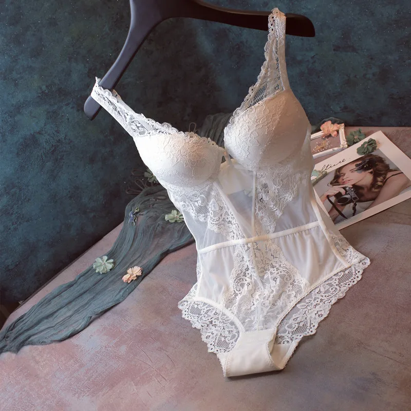 Body de encaje sexy con tirantes huecos para mujer, lencería, top moldeador, sujetador, ropa de casa con estampado floral de ...