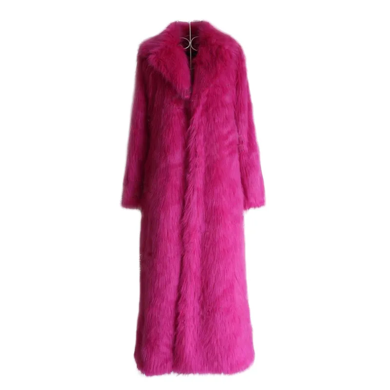 Lady Eco Fur Coat Long Style Female Faux Fur Coat Luxury Winter Women Artifical Fur Jacket Lapel Collar Full Sleece