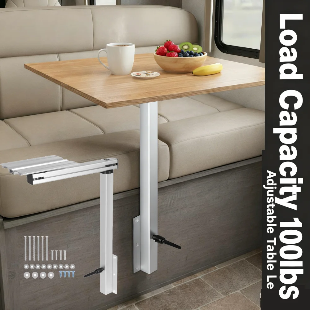 

Aluminum Alloy RV Table Leg 360 Degree Swivel Height Adjustable RV Table Leg Bracket Load Capacity 100lbs for Caravan Motorhome