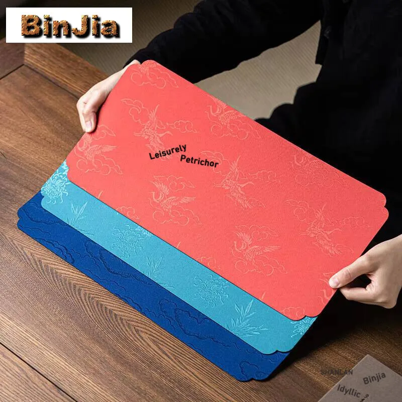 

Chinese Double-sided Waterproof Tea Table Mats Creative Teapot Mat Drink Coaster Dinner Cloth Tableware Supplies Gift Supplies