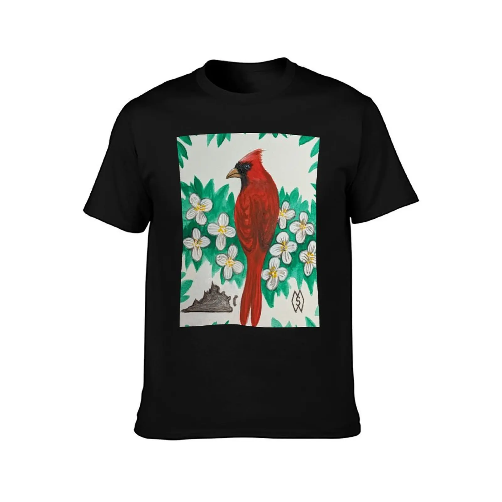 Virginia state bird and flower, the cardinal and dogwood T-Shirt Big and Tall Gym T-Shirt