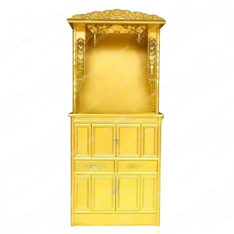 XX Chinese vertical cabinet solid wood Buddhist cabinet serving table Shentai God of Wealth household Shentai