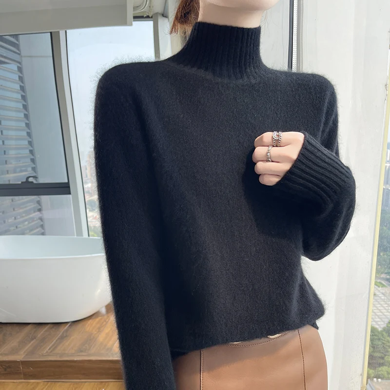 Slinky empty 100% Merino wool autumn-winter cashmere sweater women's half turtleneck pullover warm bottom knit shirt top