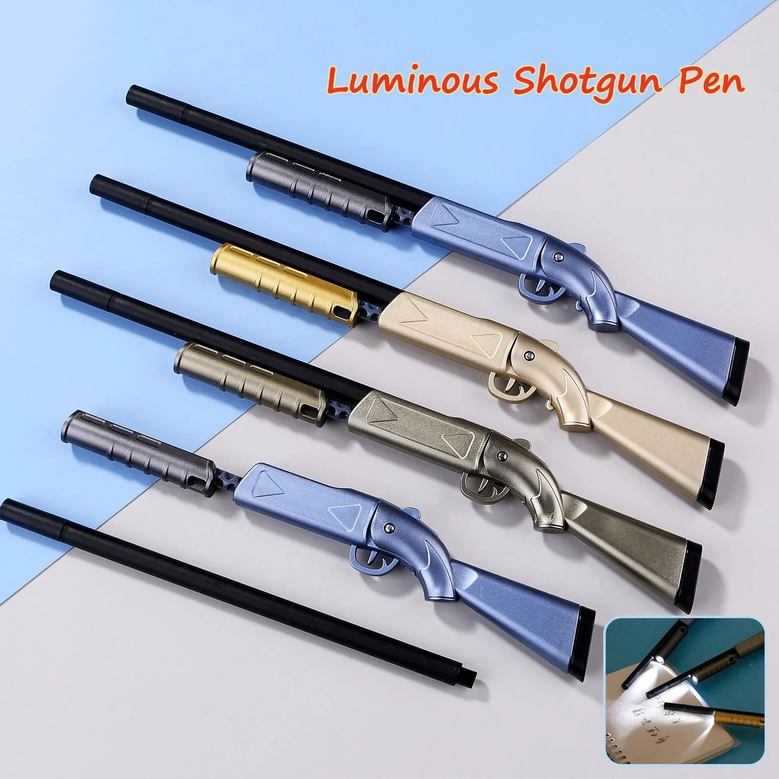 Creative Shotgun Shaped Gel Pen With Light Black Ink Gun Pen Glowing Neutral Pens Student Stationery Office Supplies Gifts Prize