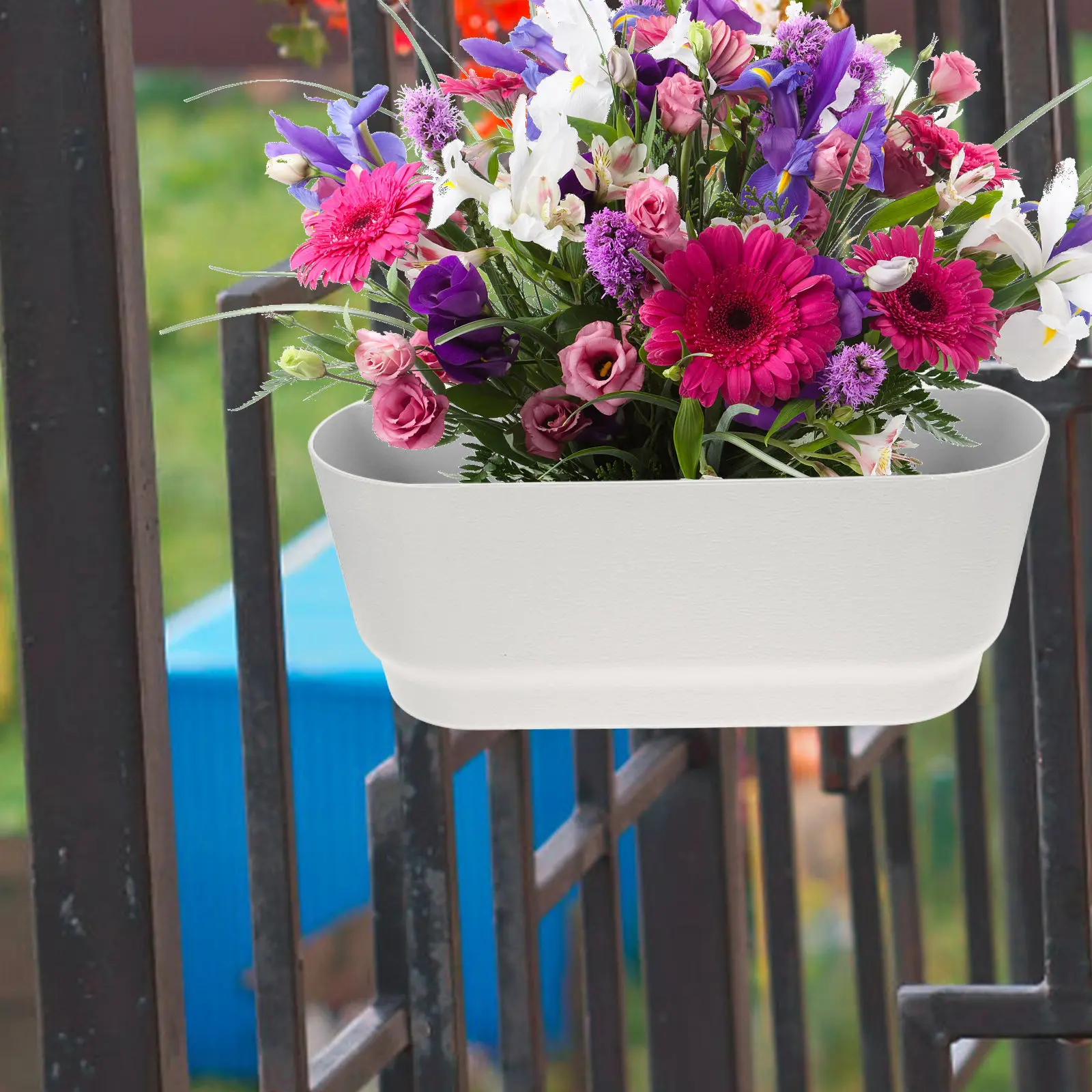 Balcony Railing Flower Pot Hanging Planter Sturdy Handrail Plant Holder for Home Outdoor Garden Balcony Decor Hanging Plant Pot