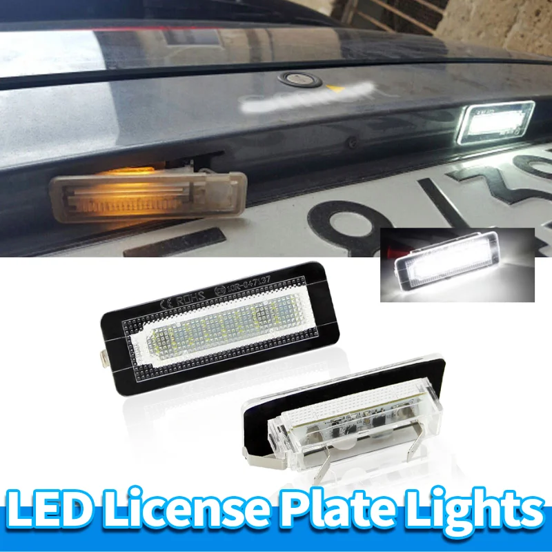 2PCS LED License Plate Light for Smart Fortwo 450 451 W450 W453 Coupe Convertible 6000K White CANBUS Error Free LED License Lamp