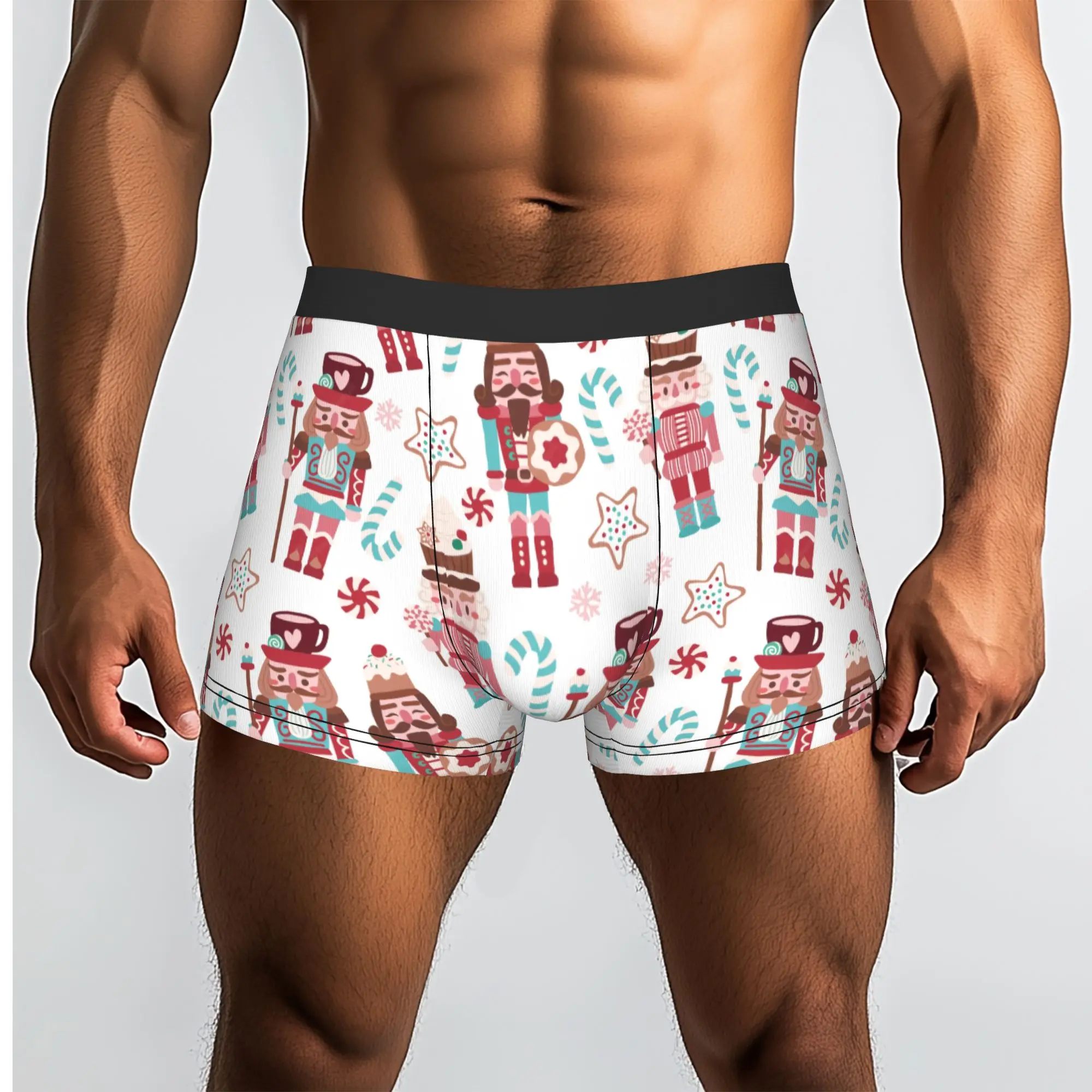 Custom Male Holiday Christmas Cute Nutcracker Sweets Pattern Gift Underwear  Boxer Briefs Breathable Shorts Panties Underpants