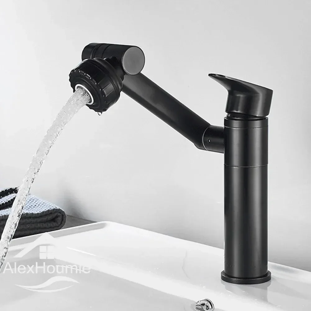 Matte Black Kitchen Faucet with Big Angle Rotate Spray Dual Function Newly Designed Basin Faucet Mixer Tap for Multi Scene Use