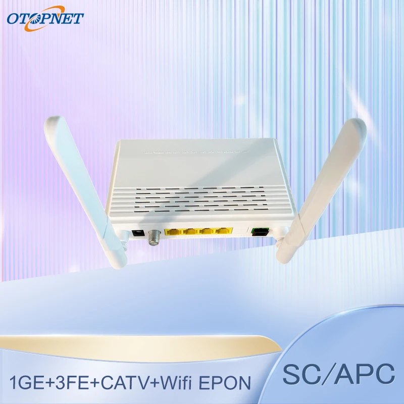 

FTTH EPON ONU 1GE+3FE+CATV+Wifi ONT Modem Optical Network Unit FTTH Terminal Router SC APC Interface with English Firmware