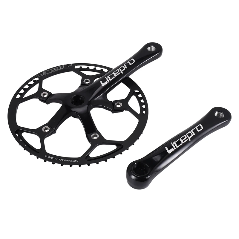 Folding Bike Crankset com capa protetora, única velocidade, bicicleta de estrada, 53T, 170mm Crankarms