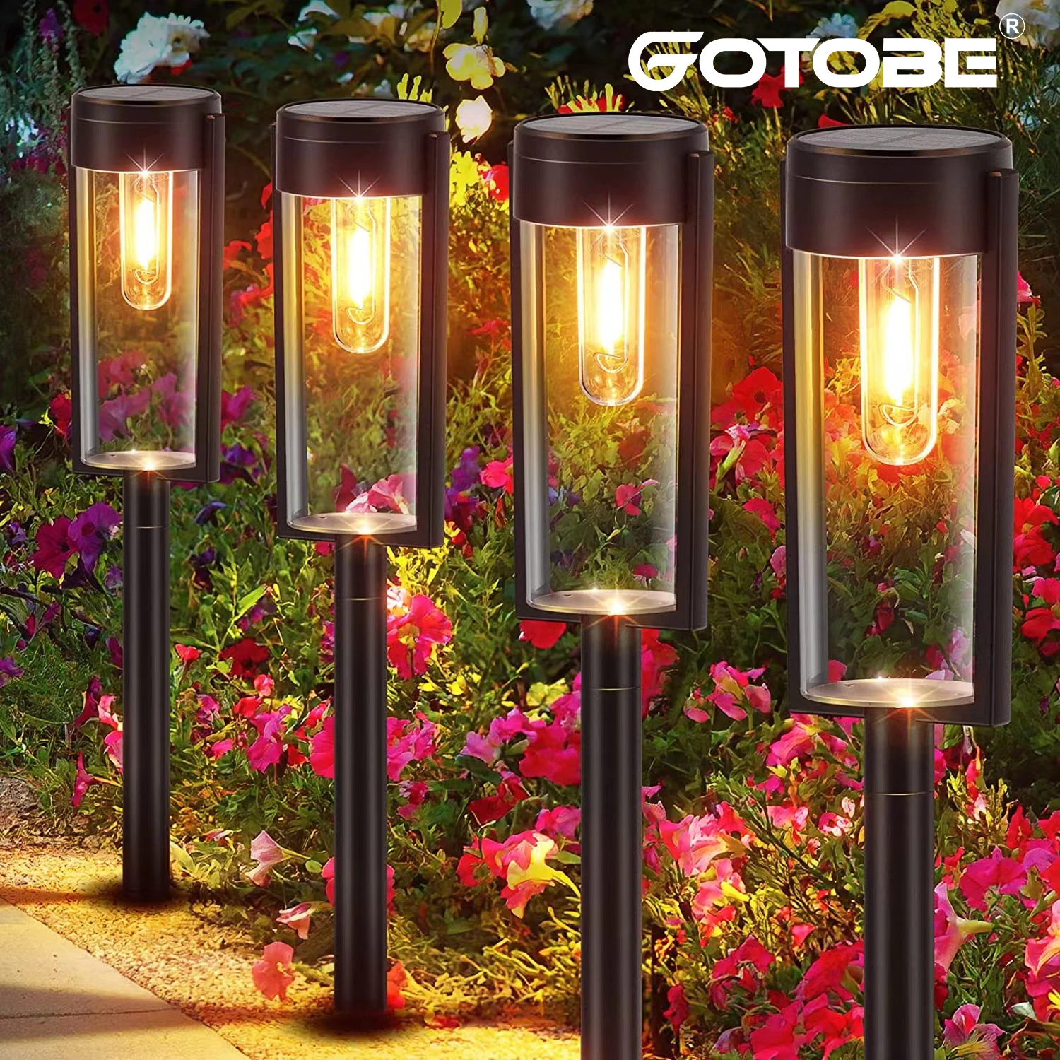 LED Solar Path Lights Outdoor Waterproof Auto ON/Off Landscape Light Walkway Driveway Patio Yard Garden Decoration Lawn Lamp